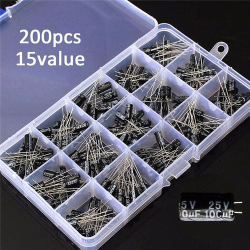 Electrolytic Capacitor Kit (15 Values, 200 PCS)
