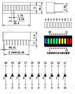 10 Segment Bar Display Dimensions