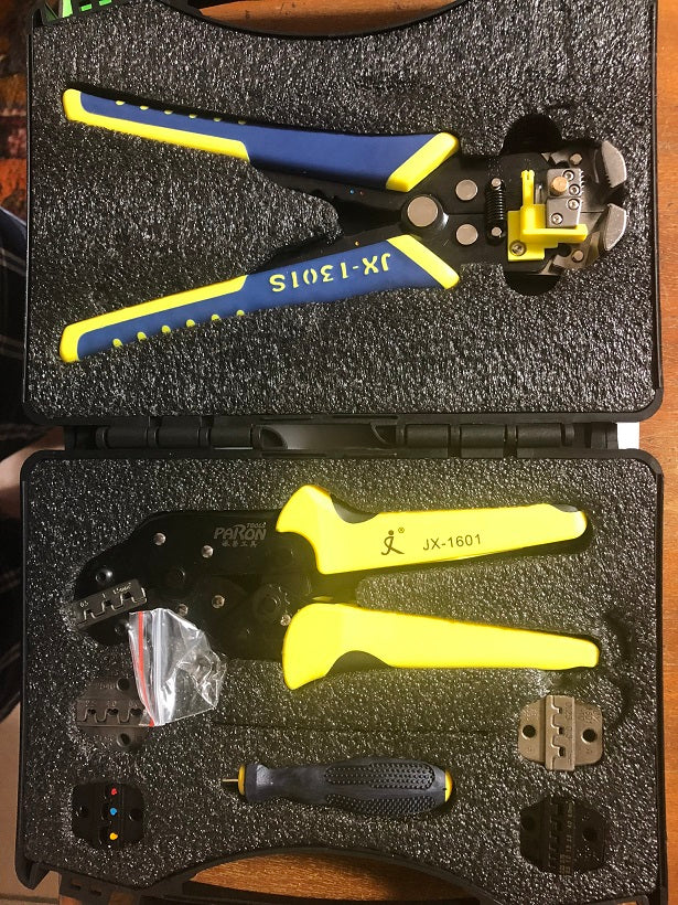 Crimping and stripping pliers kit Open
