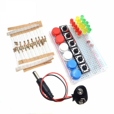 Buttons, LED's, Resistors and breadboard kit